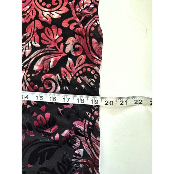 CeCe Womens Top Size M Black Sheer Velvet Burnout Pink Silver Witchy Holiday - Picture 5 of 6